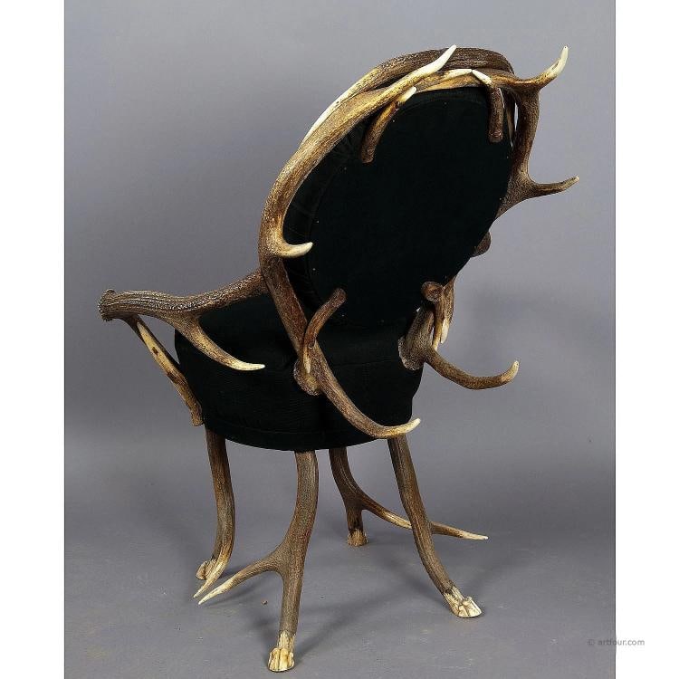 Pair of rare Antler Parlor Chairs, French ca. 1860 - 4