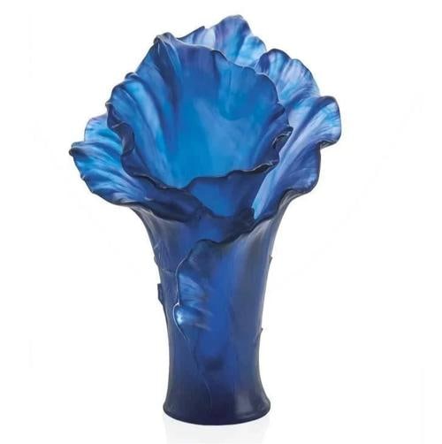 NEW DAUM CRYSTAL ARUM BLEU NUIT VASE X-LARGE #05648 BRAND NIB SAVE$$ FRENCH - 2