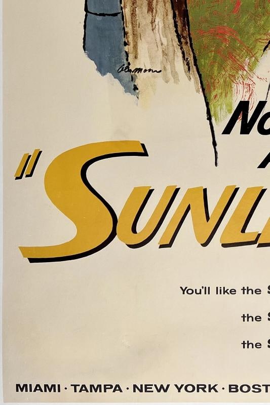 Original Vintage Poster NORTHEAST AIRLINES SUNLINERS Airline Travel Tourism OL - 4