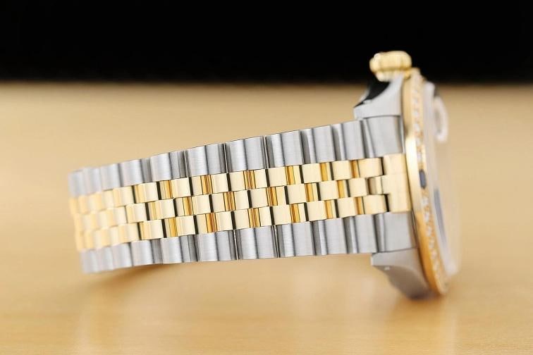 ROLEX DATEJUST 16233 BLACK FACTORY DIAMOND SAPPHIRE 18K GOLD STEEL WATCH - 8