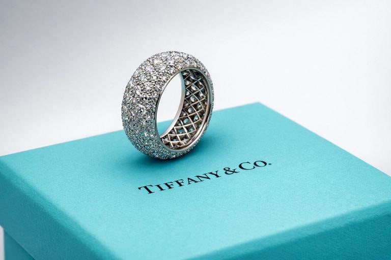 Tiffany & Co Etoile Platinum 5 Row Pave Set Diamond Eternity Ring Band Size 5 - 2