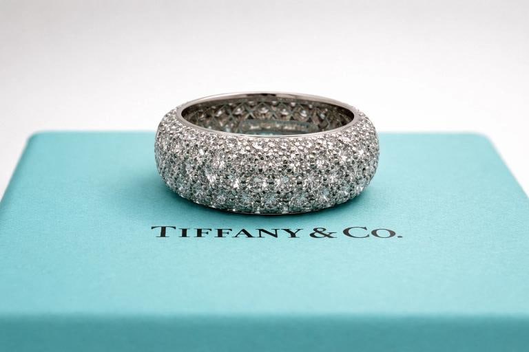 Tiffany & Co Etoile Platinum 5 Row Pave Set Diamond Eternity Ring Band Size 5 - 3