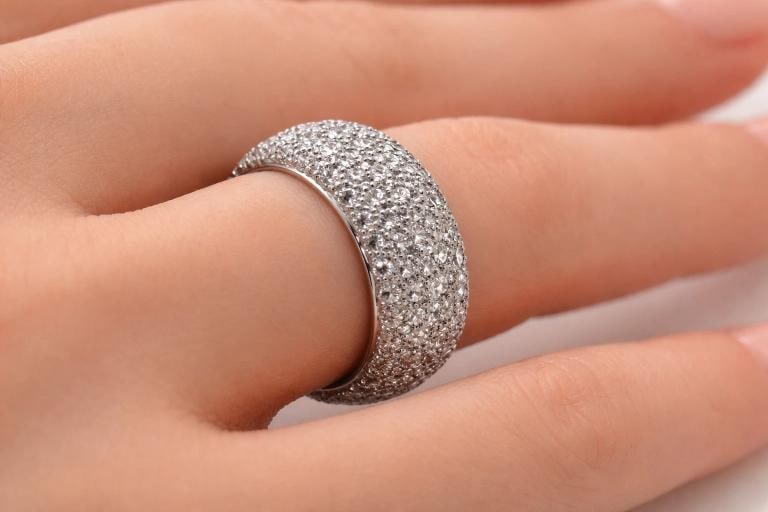 Tiffany & Co Etoile Platinum 5 Row Pave Set Diamond Eternity Ring Band Size 5 - 4