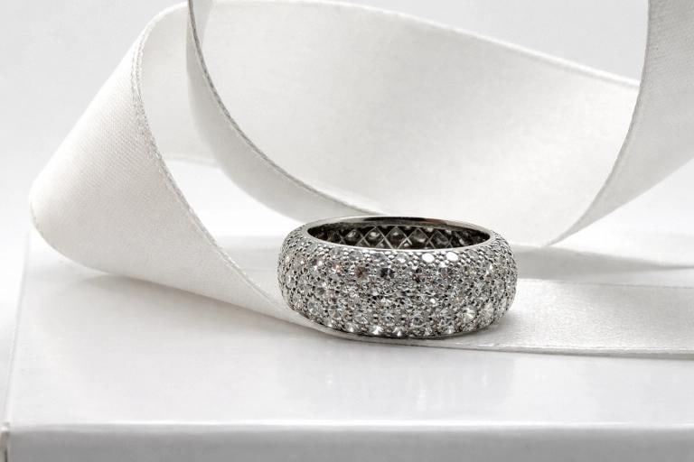 Tiffany & Co Etoile Platinum 5 Row Pave Set Diamond Eternity Ring Band Size 5 - 5