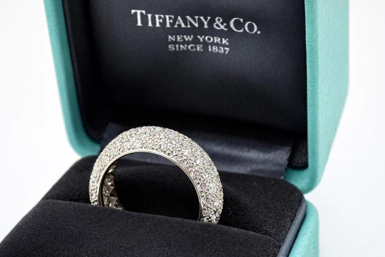 Tiffany & Co Etoile Platinum 5 Row Pave Set Diamond Eternity Ring Band Size 5 - 6