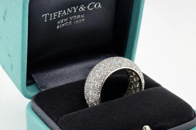 Tiffany & Co Etoile Platinum 5 Row Pave Set Diamond Eternity Ring Band Size 5 - 7