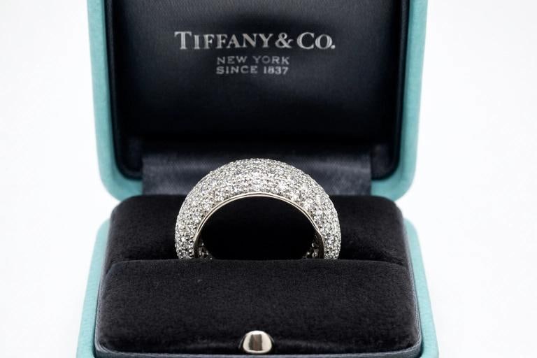 Tiffany & Co Etoile Platinum 5 Row Pave Set Diamond Eternity Ring Band Size 5 - 8
