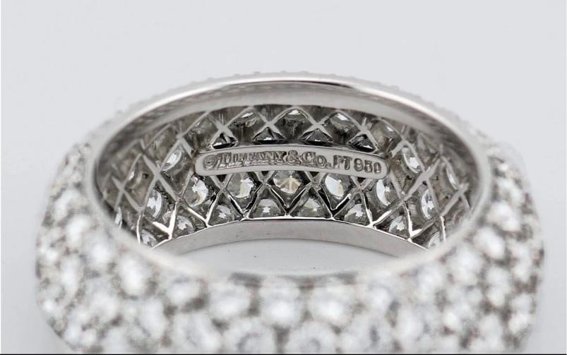 Tiffany & Co Etoile Platinum 5 Row Pave Set Diamond Eternity Ring Band Size 5 - 9