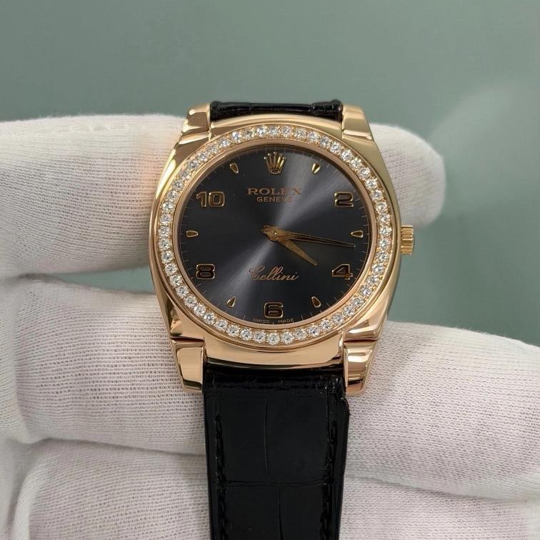 Rolex Cellini Cestello 5330 36mm 18k Rose Gold Rhodium Dial Diamond Bezel - 2