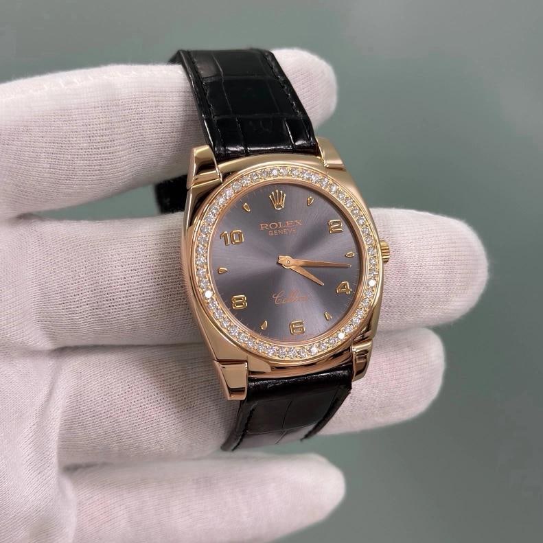 Rolex Cellini Cestello 5330 36mm 18k Rose Gold Rhodium Dial Diamond Bezel - 4