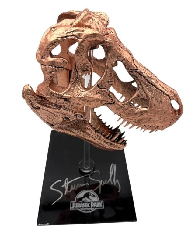 STEVEN SPIELBERG SIGNED AUTOGRAPH JURASSIC PARK T-REX SKULL PROP BAS BECKETT - 2