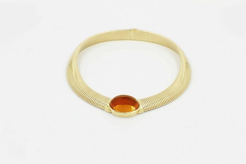 Vintage Cartier Amber Cabochon Collar Necklace 18k Yellow Gold - 3