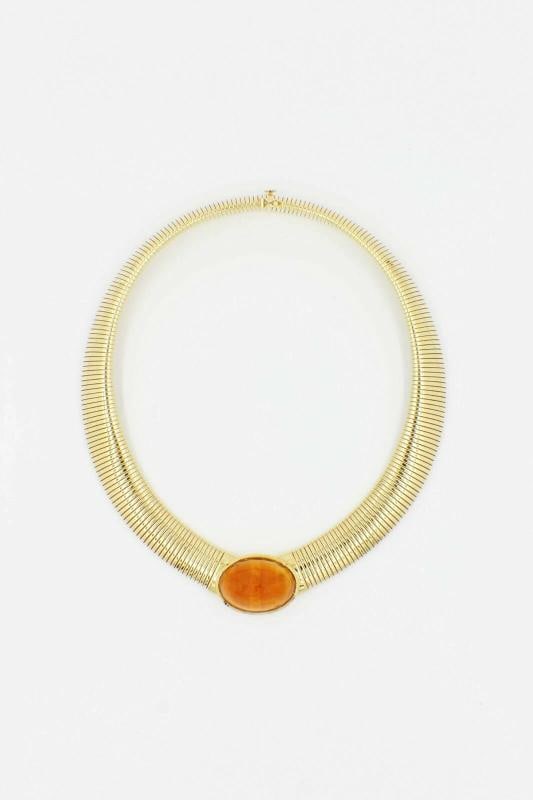 Vintage Cartier Amber Cabochon Collar Necklace 18k Yellow Gold - 4