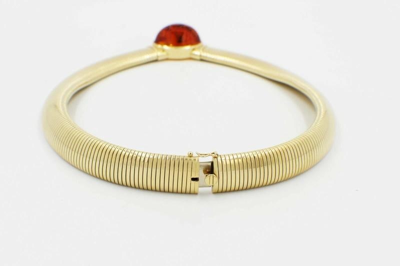 Vintage Cartier Amber Cabochon Collar Necklace 18k Yellow Gold - 6