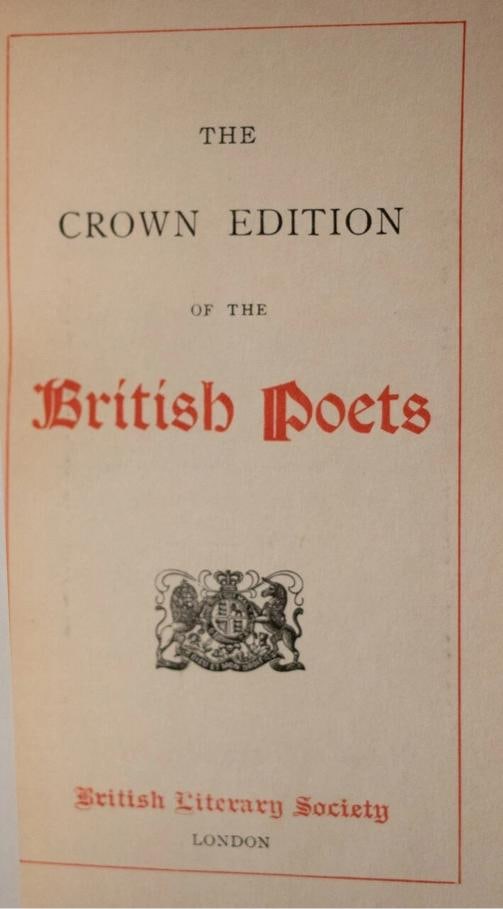 Crown Edition of the British Poets Thomas Gray / Limited Edition 1900 - 7