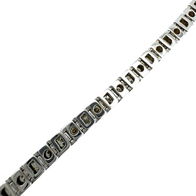 Round Diamond & Princess Cut Diamond Bezel Set Tennis Bracelet 14kt White Gold - 4