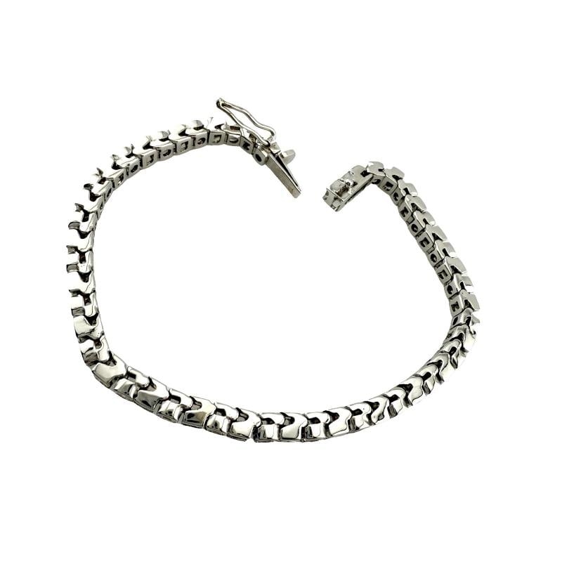 Round Diamond & Princess Cut Diamond Bezel Set Tennis Bracelet 14kt White Gold - 5