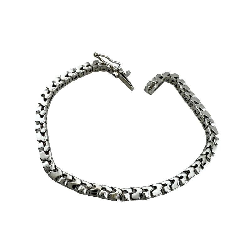 Round Diamond & Princess Cut Diamond Bezel Set Tennis Bracelet 14kt White Gold - 6