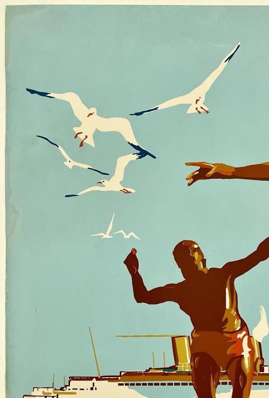 Original Vintage Poster CANADIAN PACIFIC VISIT HAWAII Travel Tourism LINEN Rare - 2