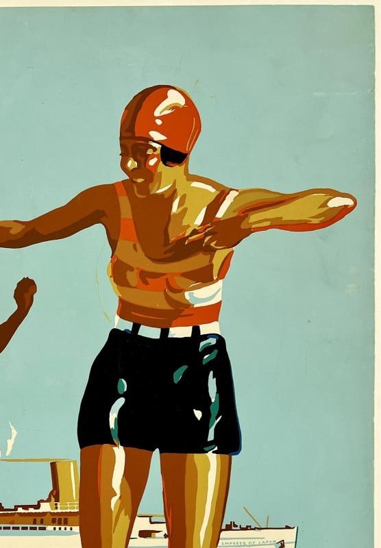 Original Vintage Poster CANADIAN PACIFIC VISIT HAWAII Travel Tourism LINEN Rare - 3