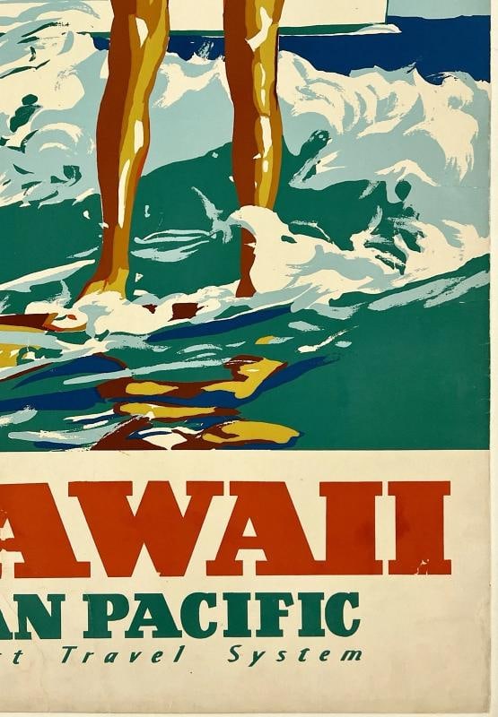 Original Vintage Poster CANADIAN PACIFIC VISIT HAWAII Travel Tourism LINEN Rare - 5