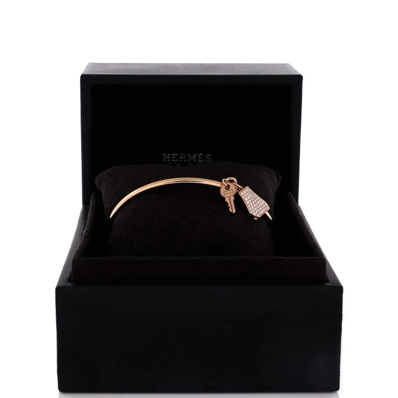 Hermes Kelly Clochette Cuff Bracelet 18K Rose Gold with Diamonds Small - 2