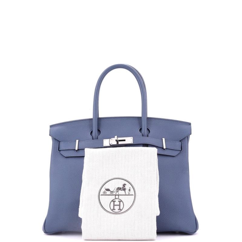 Hermes Birkin Handbag Blue Togo with Palladium Hardware 30 - 2
