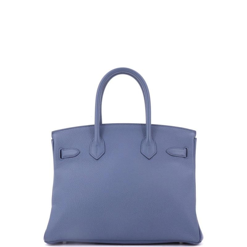 Hermes Birkin Handbag Blue Togo with Palladium Hardware 30 - 4