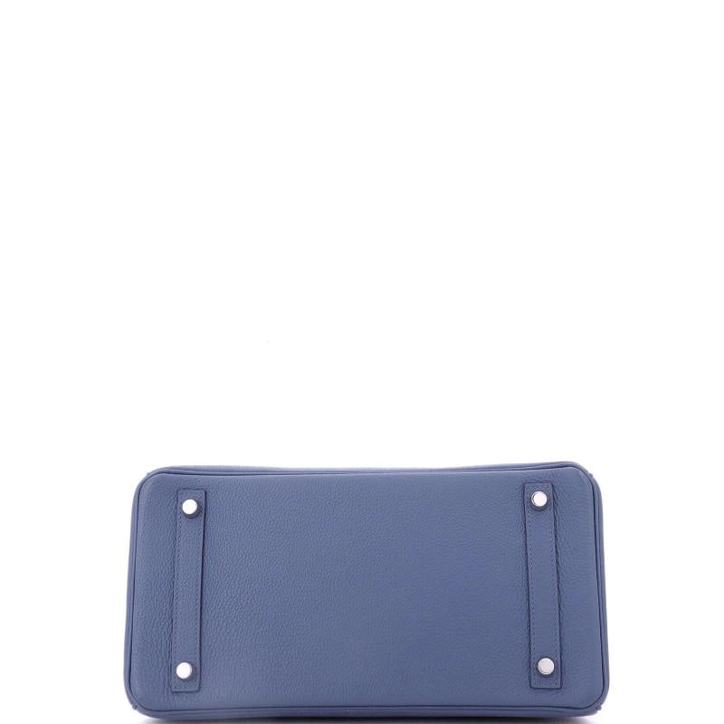 Hermes Birkin Handbag Blue Togo with Palladium Hardware 30 - 7
