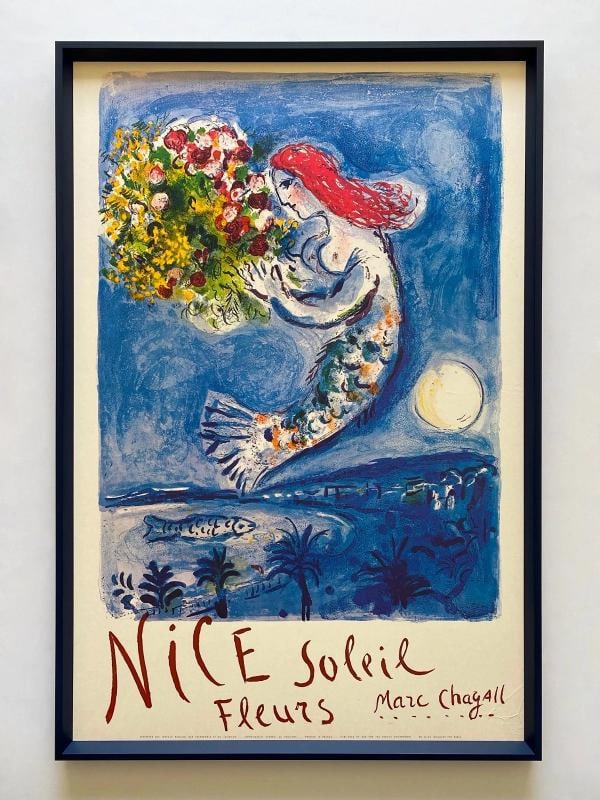 MARC CHAGALL RARE 1962 MOURLOT LITHOGRAPH PRINT FRAMED LRG FRENCH TRAVEL POSTER (1 of 15)