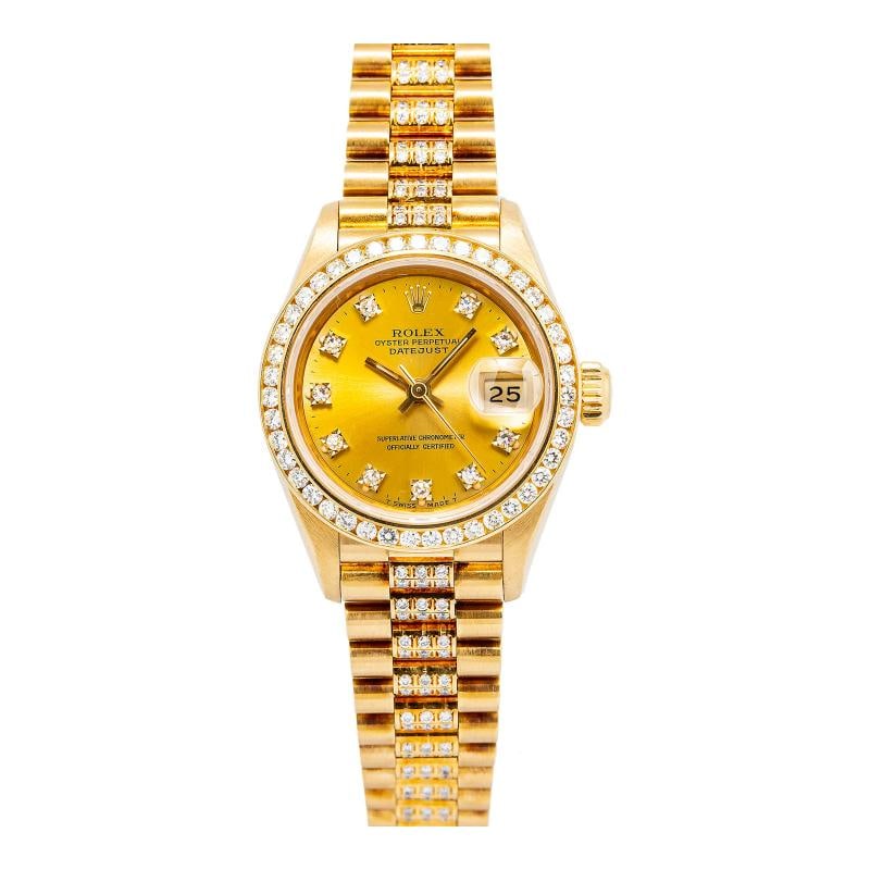 Rolex Datejust 69178 18k Yellow Gold President Diamond Champagne Dial Watch 26mm - 2
