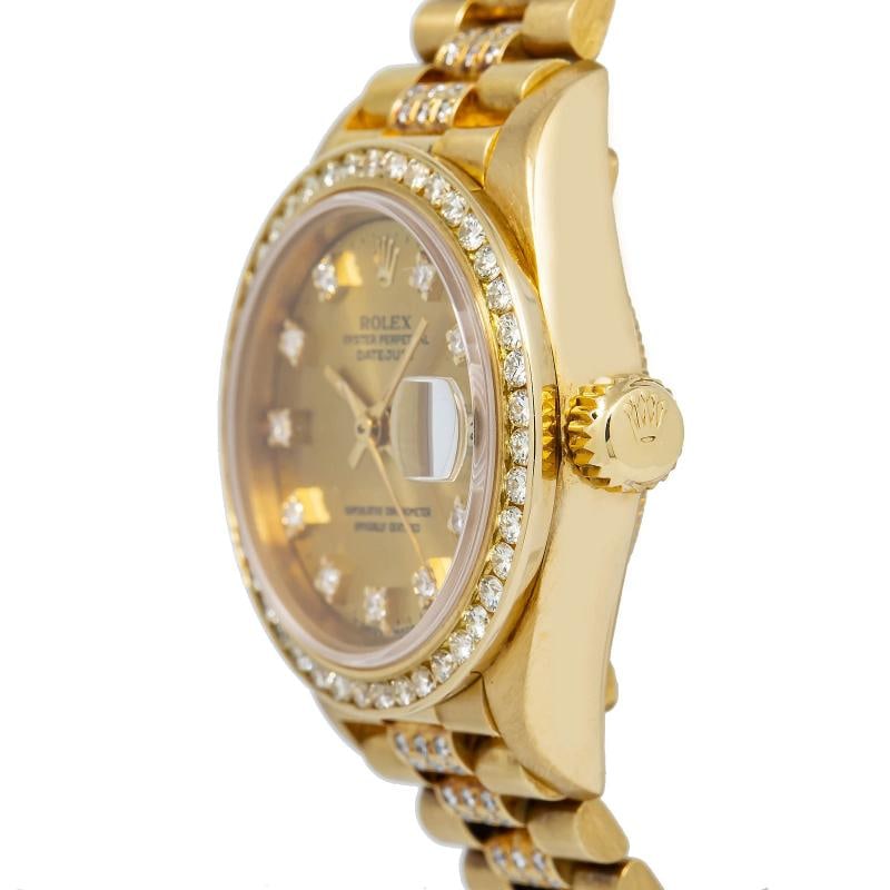 Rolex Datejust 69178 18k Yellow Gold President Diamond Champagne Dial Watch 26mm - 3