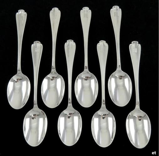 8 Vintage Tiffany & Co Flemish Sterling Silver Teaspoons (1 of 4)