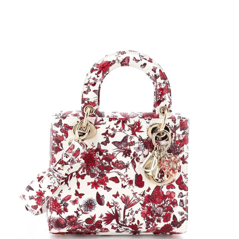 Christian Dior My ABCDior Lady Dior Bag Printed Leather Small: Accessories: Dust Bag, With Strap Measurements: Height 8", Width 8", Depth 4". Condition: Pre-owned - Excellent,Brand: Christian Dior,Exterior Material: Leather,Style: Top Handle,Exterior Color: