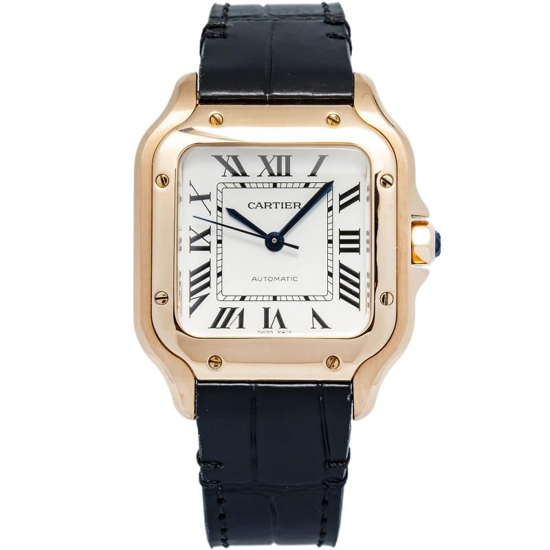 Cartier Santos WGSA0012 2018 Paper 18k RG Silver Dial Auto Watch 35mm: Condition: Pre-owned - Good: This item has been gently used but is in good condition. It might have a few signs of wear, like light scratches or tarnishing. ,Brand: Cartier,WARRANTY: 1 Year,CONDITION