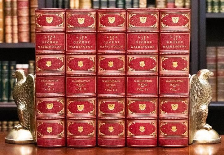 Washington Irving / 1889 Life of George Washington 11 Tall Limited Edition Extra: Author: Washington Irving,Country of Origin: United States of America,Publisher: Knickerbocker Press,Year Printed: 1889,Binding: Leather,Subject: Illustrated 1889 Life of George Washington 11" Tall