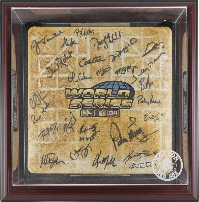 Historic 2004 Boston Red Sox Champs Team Signed Game Used World Series Base PSA - 2