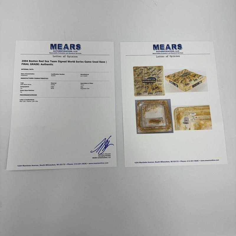 Historic 2004 Boston Red Sox Champs Team Signed Game Used World Series Base PSA - 5