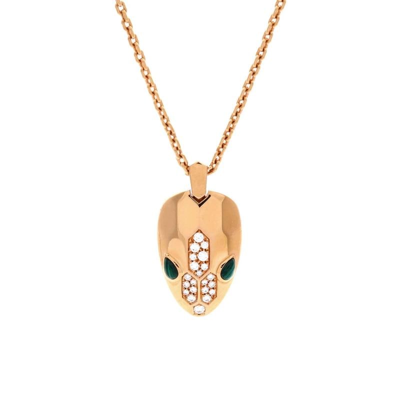 Bvlgari Serpenti Seduttori Pendant Necklace 18K Rose Gold with Diamonds: Condition: Pre-owned - Good,Brand: Bvlgari,Main Stone: Unknown,Metal: 18K Rose Gold,Metal Purity: 18K,Style: Pendant,Type: Necklace,Color: Rose Gold,Material: 18K Rose Gold, Diamond, Malachite
