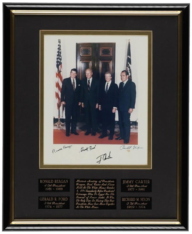 President Ronald Reagan Richard Nixon Gerald Ford Jimmy Carter Signed Photo BAS (1 of 5)