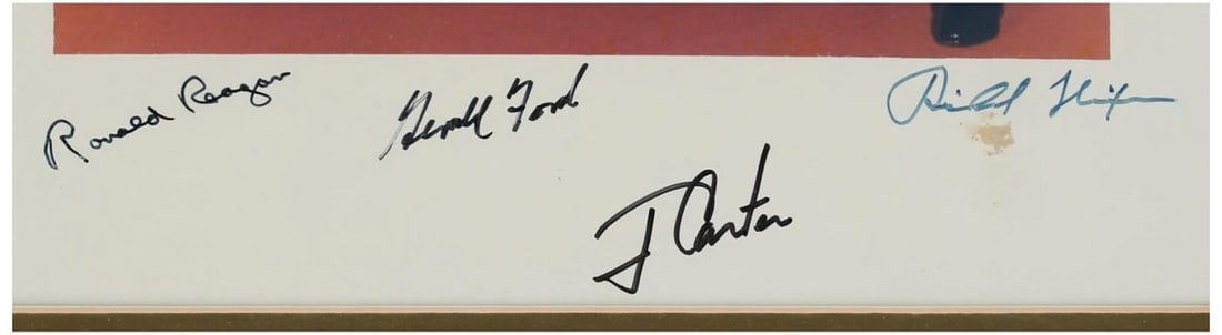 President Ronald Reagan Richard Nixon Gerald Ford Jimmy Carter Signed Photo BAS - 2