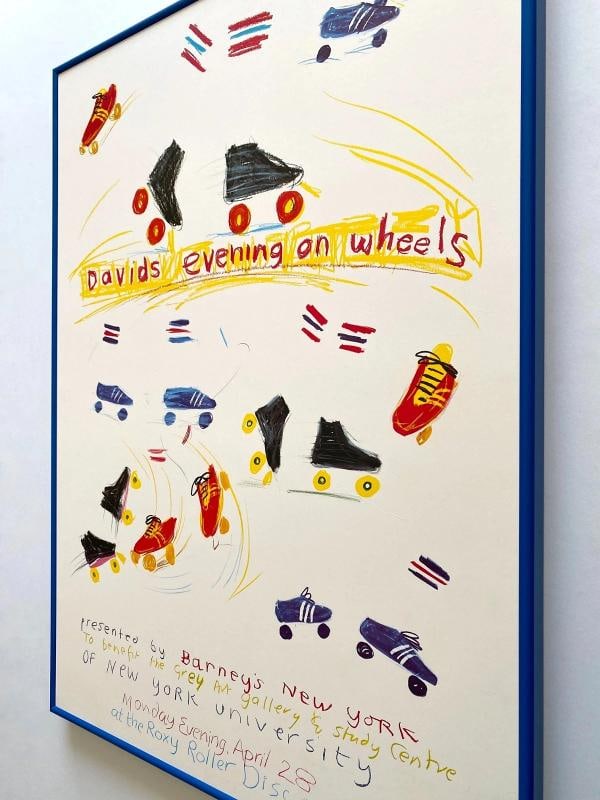 DAVID HOCKNEY RARE 1980 BARNEYS NEW YORK ROXY ROLLER DISCO FRAMED POP ART POSTER - 14