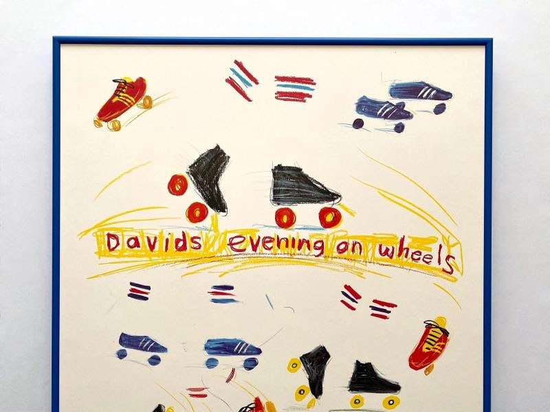 DAVID HOCKNEY RARE 1980 BARNEYS NEW YORK ROXY ROLLER DISCO FRAMED POP ART POSTER - 2