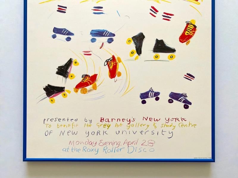 DAVID HOCKNEY RARE 1980 BARNEYS NEW YORK ROXY ROLLER DISCO FRAMED POP ART POSTER - 3