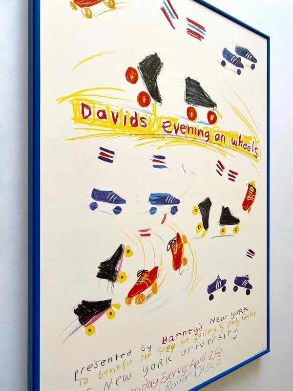 DAVID HOCKNEY RARE 1980 BARNEYS NEW YORK ROXY ROLLER DISCO FRAMED POP ART POSTER - 7