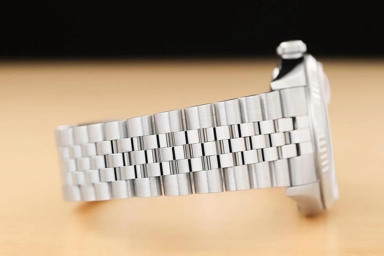 ROLEX MENS DATEJUST 16234 BLUE ROMAN DIAL 18K WHITE GOLD STEEL NO HOLES WATCH - 8