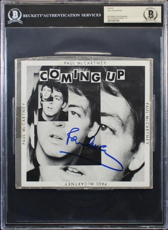 Paul McCartney Signed Coming Up 45 RPM Album Cover Auto Graded 10! BAS Slabbed (1 of 2)