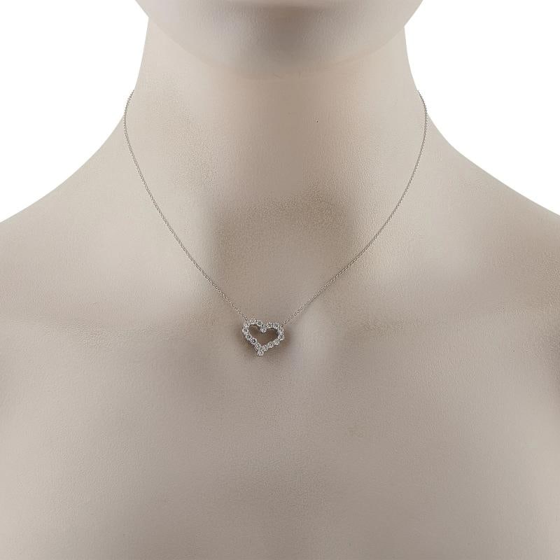 Tiffany & Co. 18K White Gold 0.64ct Diamond Heart Necklace - 2