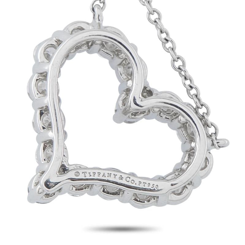 Tiffany & Co. 18K White Gold 0.64ct Diamond Heart Necklace - 5