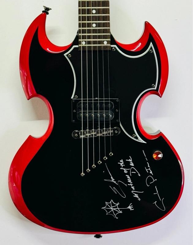 CASSANDRA PETERSON Signed Auto Electric Guitar Mistress of the Dark ELVIRA JSA: Condition: New: A brand-new, unused, unopened, undamaged item (including handmade items). ,Industry: Television,Signed by: Cassandra Peterson,Signed: Yes,Autograph Authentication: James Spence